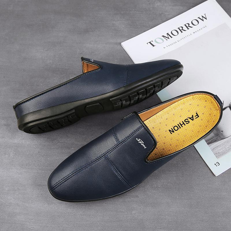 Men's Leather Slippers Sandals Loafers