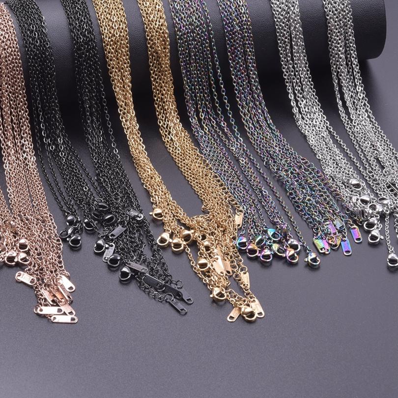 10Pcs Link Chain On The Neck Necklace For Women Men Accessories Stainless Steel Jewelry High Quality Width 1.62Mm Choker Collar