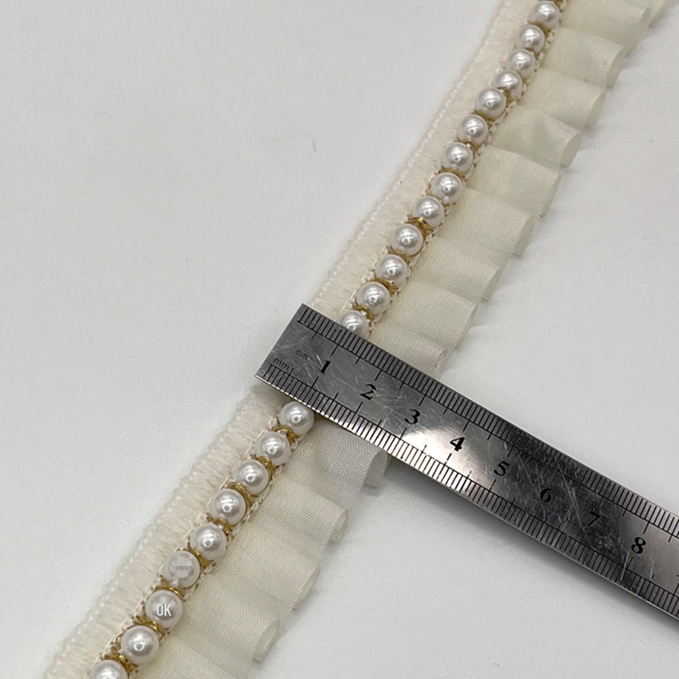 

Юбка для куклы из шифона с имитацией жемчуга, плиссированная кружевом 3 см, отделка шляпы и манжет. абрикосовый света