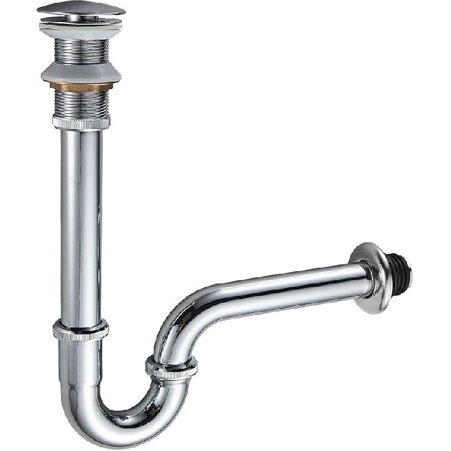 MENATT Stainless Steel P Trap with Bathroom Sink Stopper, 1-1/4 Sink Drain Bottle Trap Set with Overflow - Adjustable Height,Complete Basin Sink