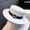 French Retro Top Hat Women's Summer Seaside Casual Flat Top M Standard Hat Showing Face Small Sunshade Sunscreen Sun Hat
