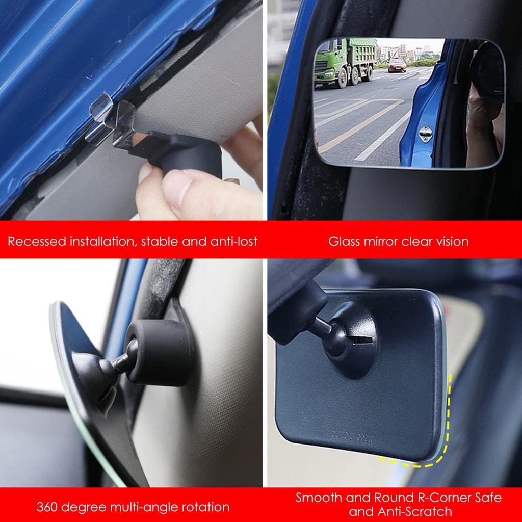 Blind Spot Mirror, Border Sinker Mirror, Side Mirror Blind Spot Stick-on Car Driver and Passenger Side and Rear Seat Jhgf