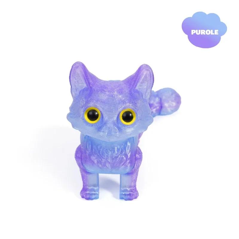 Creative 3d Printing Cute Cartoon Kitten Shape Luminous Color Ornaments Suitable For Home Office Desktop Decoration