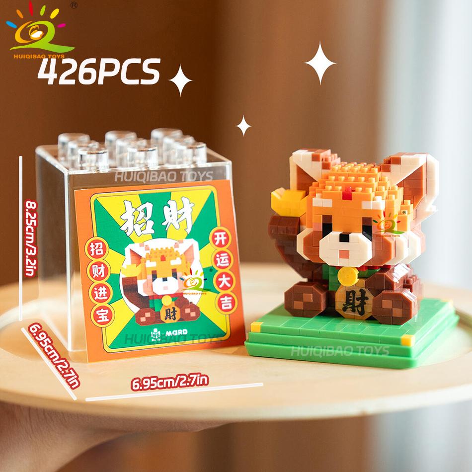 Cute Animal Mini Lucky Cat for Wealth Fortune Micro Model Building Block Cartoon Diamond Pets Bricks Decoration Toys