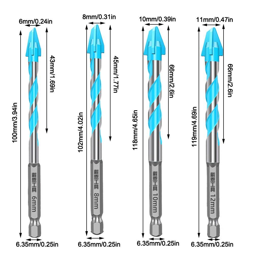 High Hardness Tile Drill Bit Four-Edged Hexagonal Shank Drill Bit Set  Drilling Tool