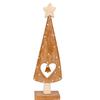 Decorative Fir Tree - SIROCO - 25 Cm - Natural Wood - Openwork Heart - Metal Bell