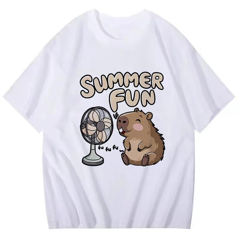 Funny Capybara Printed T Shirt Men Women Vintage Summer Short Sleeve T-shirt 90s Gothic Tshirt Casual EU Size Tees Tops Clothes