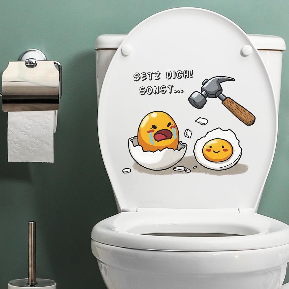 Cartoon Zerdrückte Eier und Englische Phrase Toilettenschüssel Dekorationsaufkleber