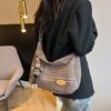 Fashionable High-end Plaid Color Block Shoulder Crossbody Bag Women Spring New Large Capacity Tote