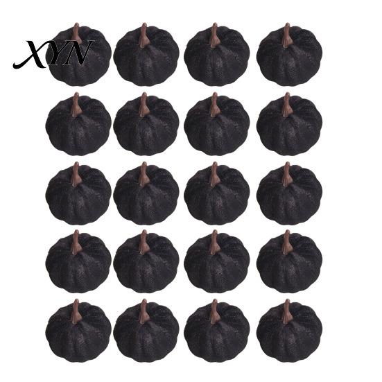 Tiered Tray Pumpkin Decor 20 PCS Velvet Decorative Ornaments, Multi-Color Artificial Fall Harvest Small Pumpkins for Mantel Table Shelf, Farmhouse