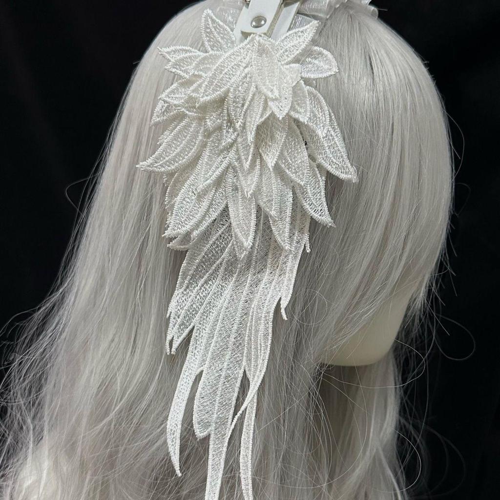 Damen Harajuku Steampunk Y2K Flügel Kopfbedeckung Schleife Stirnband Lolita Gothic Dark Angel Kopfbedeckung und Haar-Accessoires