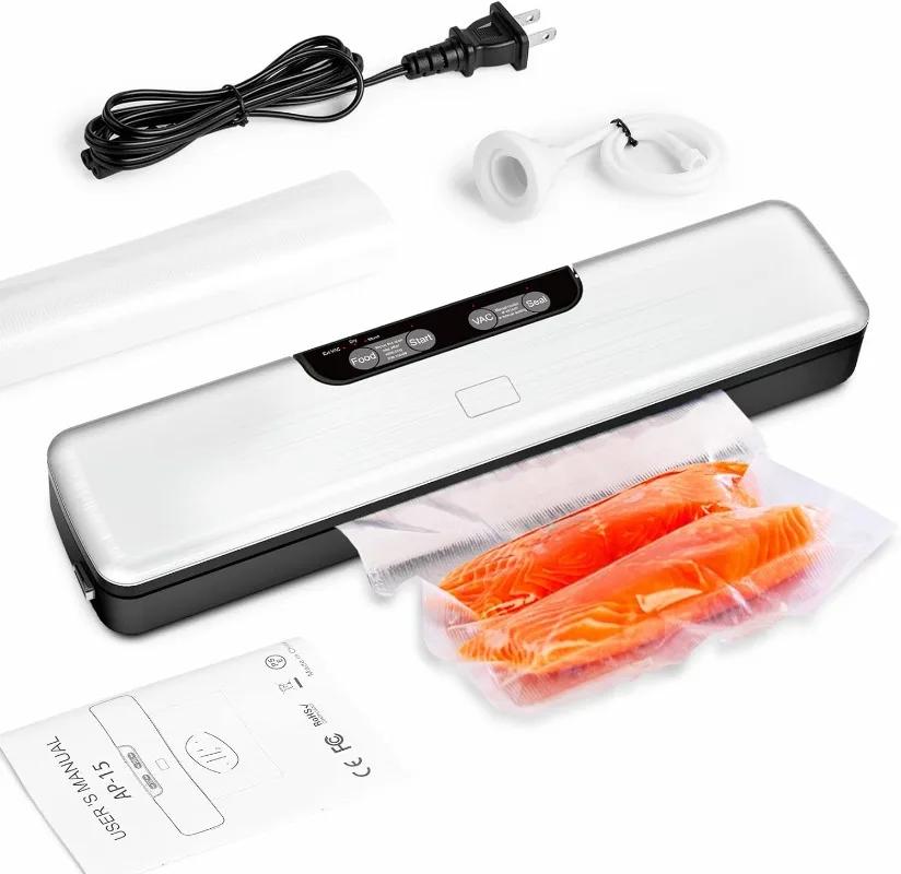 Sigilator Vacuum Alimentar pentru Depozitare Alimentară, Sigilator Alimentar 5 în 1 Sigilator Vacuum cu Moduri Uscat&Umed, Include 5 Bucăți Pungi de Depozitare