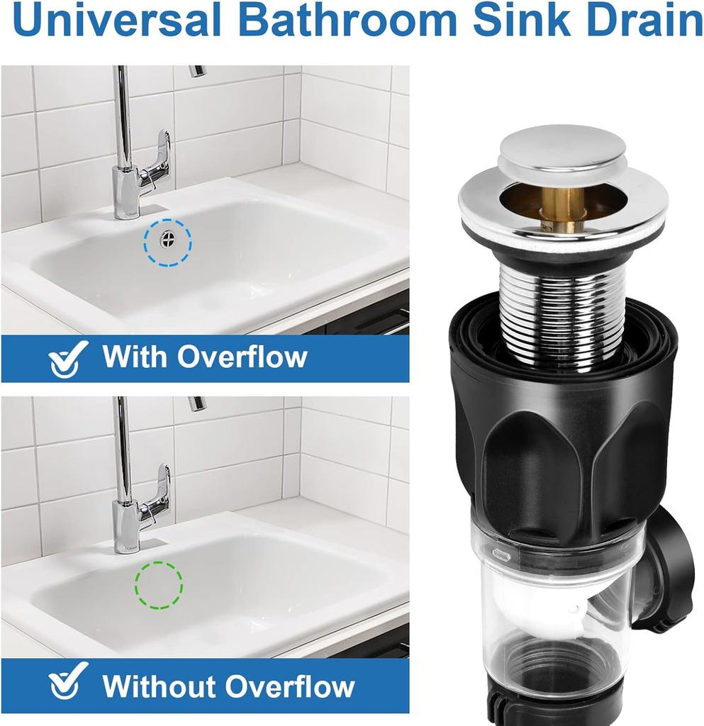Sink drain kit with flexible expandable P trap drain pipe bathroom sink drain kit