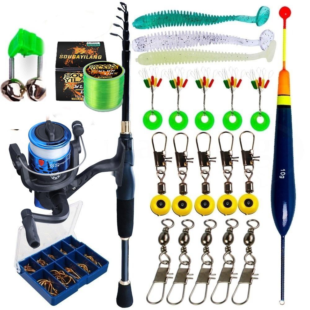 

Sougayilang1,8-2,4 м телескопическая удочка из углеродного волокна, набор удочек, набор пресноводных безводных лесок 2.4M синий