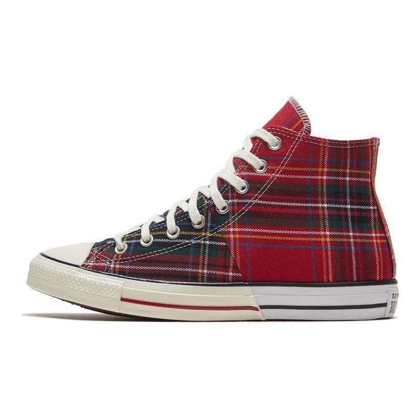 Converse Chuck Taylor All Star Hi Tartan Rot Grün Split Unisex Sneaker Egret 169259C