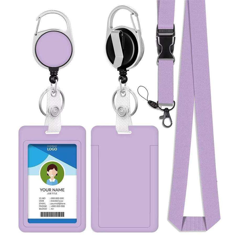 

Цветной шнурок на шею, выдвижная пряжка, держатель для рабочего бейджа, бейдж сотрудника, нагрудный карман для карты, держатель для проездного, заводской бейдж фиолетовый
