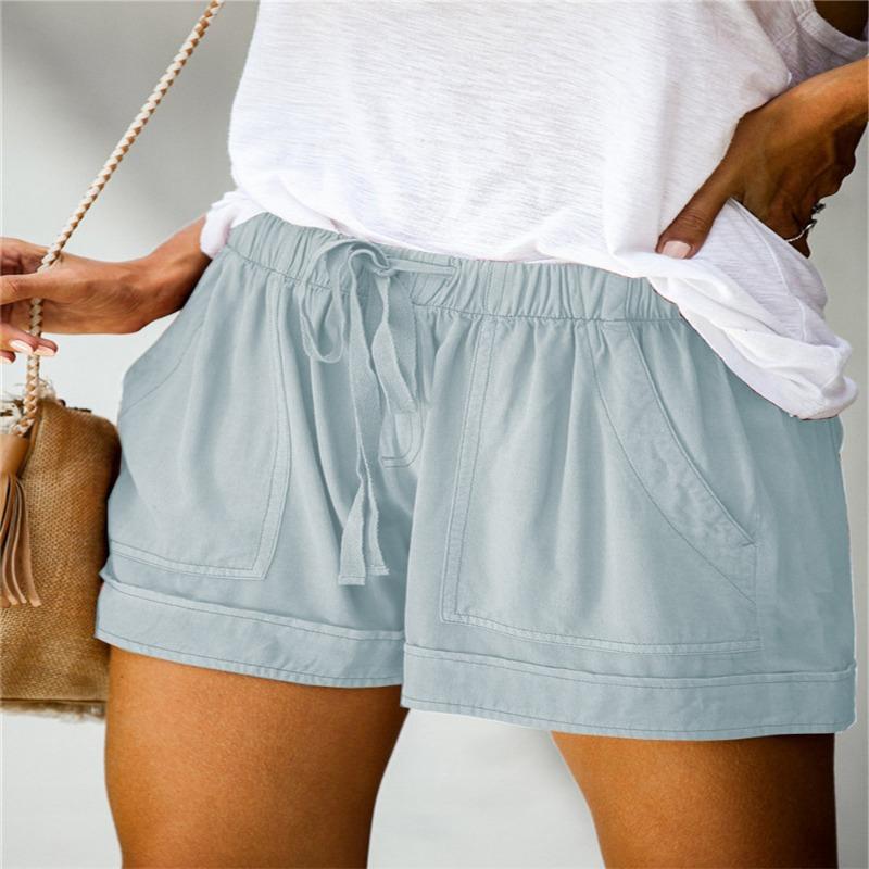 Casual Wide Leg Loose Shorts Summer New Women's High Waisted Elastic Lace Up Shorts