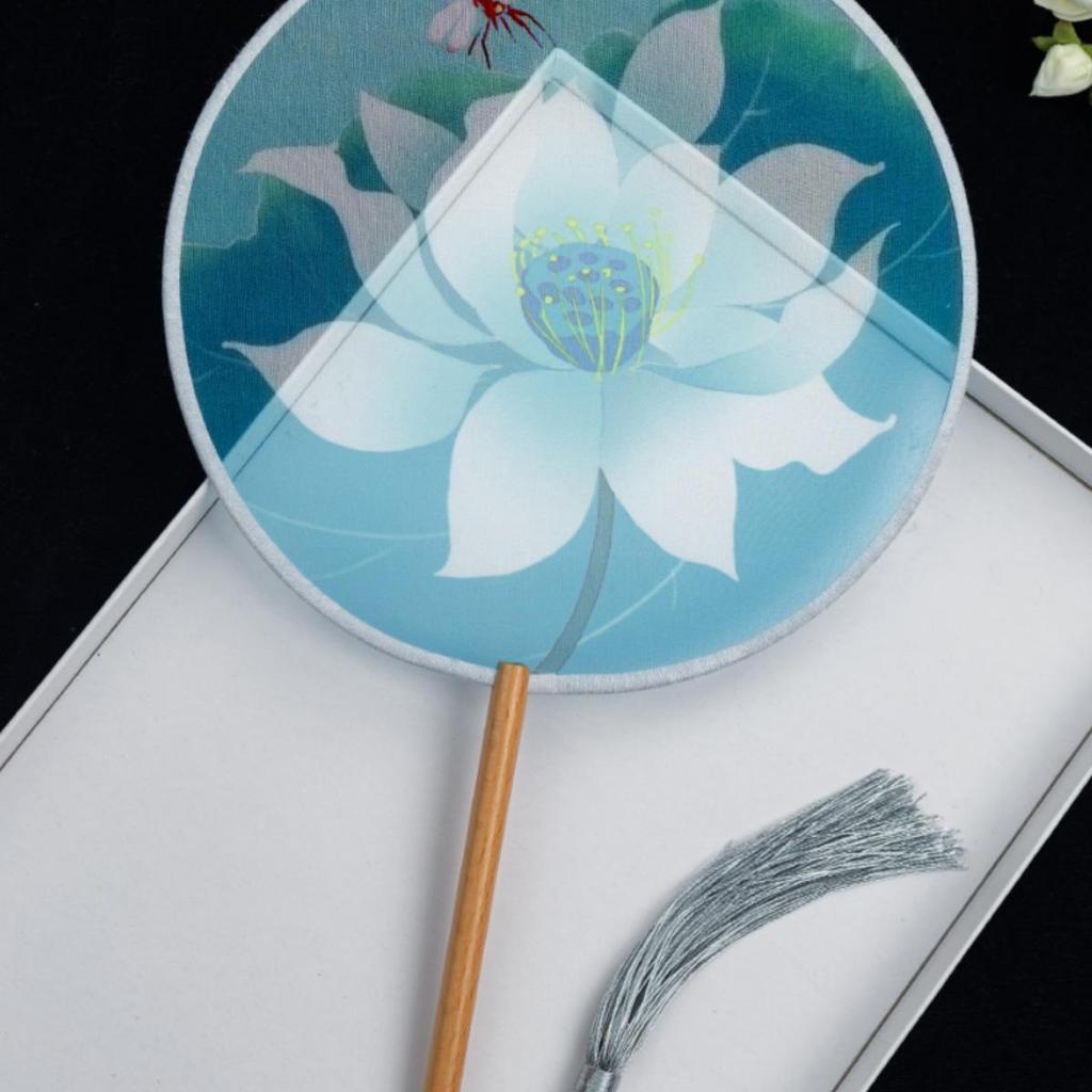 Translucent Ancient Style Round Dance Fan for Hanfu Costumes - Women's Classical Chinese Craft Fan