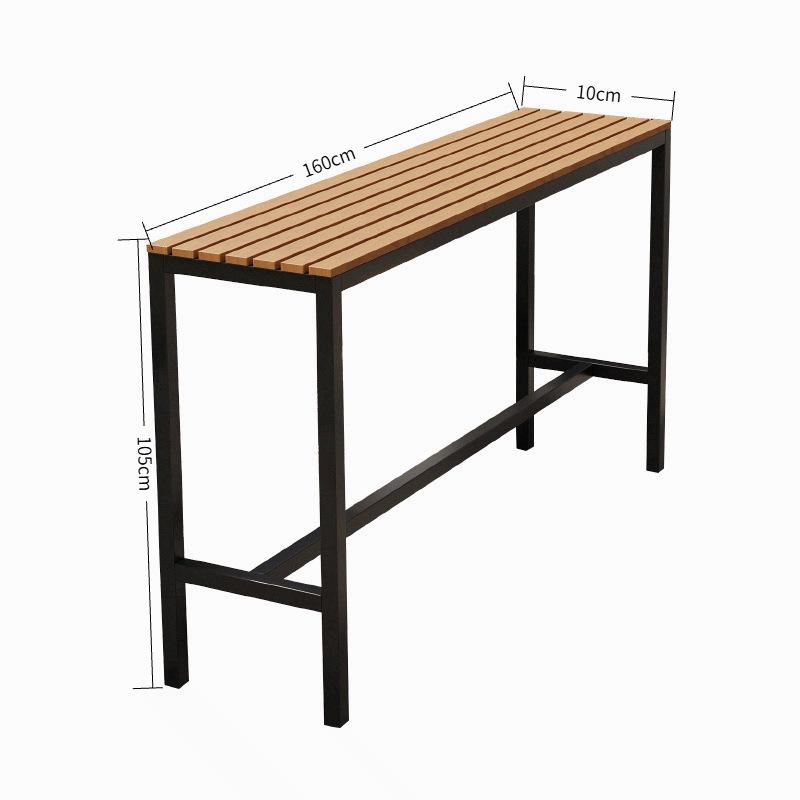 Outdoor Wood-Plastic Waterproof Bar Table & Chairs Set - High-Legged, Wall-Leaning Design for Balcony or Coffee Shop