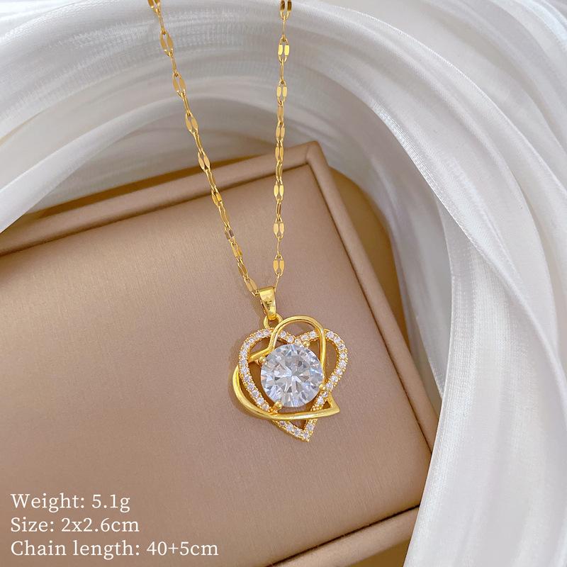 Light Luxury Moon Full Of Diamonds Micro-Inlaid Design Temperament Shining Necklace Female, Simple Pendant