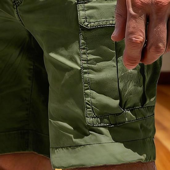 Men Shorts High Waist Buttons Zipper Closure Pure Color Cargo Trousers with Multi Pockets Outdoor Casual Shorts Summer Wear