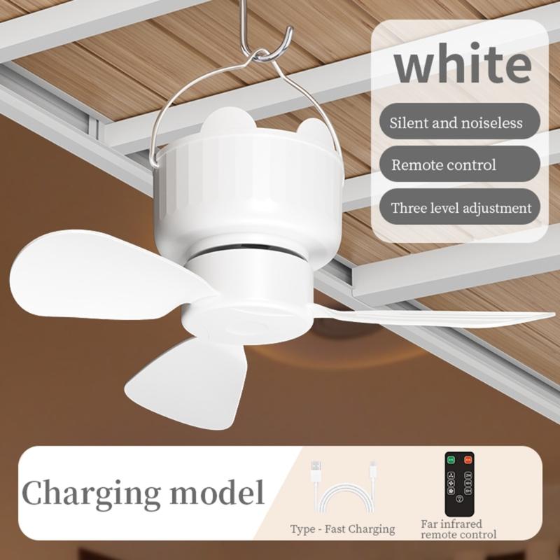 Compactly DC5V Hanging Fan Remote Operated 3Wind Gears Ceiling Fan Quiet Cooling For Home Camping Bed Tent Space