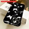 White Butterflies Sparkle On Black Background All Inclusive Film Hard Phone Case, Compatible with iPhone 18 Pro Max 17 16 15 14 13 12 11