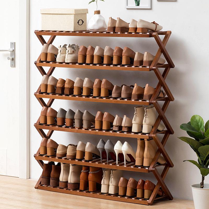Compact Wooden Shoe Storage Rack: Multi-Layer, Dustproof Shoe Cabinet for Dorm or Entryway