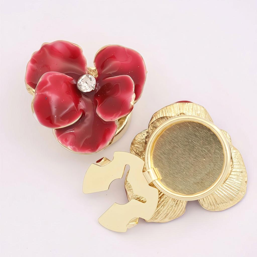 

Alloy Shirt Cuff Buttons No-Sew Enamel Rhinestone Cufflinks Flower Cufflinks Translucent 3d Flower Cufflinks For Wedding Office багряний