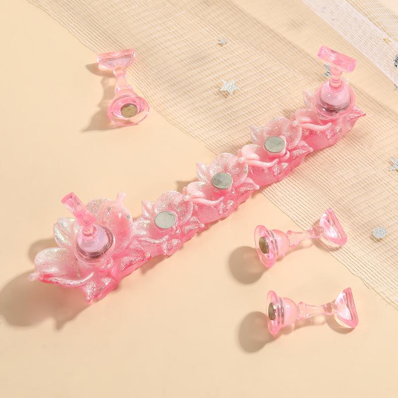 1 Set Lotus Laser Aurora Ice Clear Magnetic Nail Tip Display Stand For Manicure Press-On Nail Training Acrylic Showing Shelves