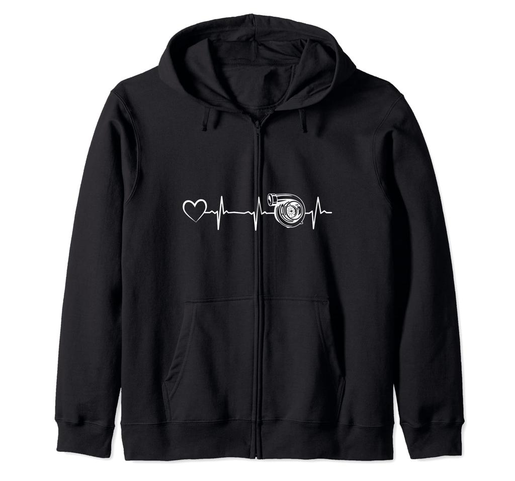 Car Turbo Heartbeat Heart Car Heartbeat Boosting Racing Zip Hoodie -