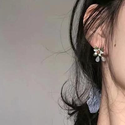 Lily of the Valley Enamel Earrings: S925 Silver, Pearl, Fairy Flower Design for Women