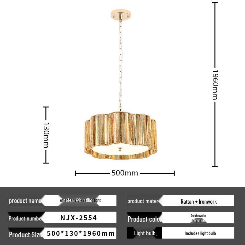 Bohemian Rattan Ceiling Light for European-Style Bedrooms & Hallways