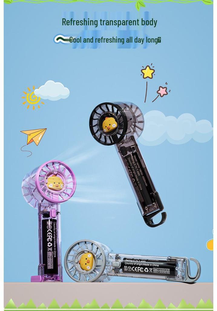 Portable USB Handheld Fan with Strong Wind, Climbing Hook, and Atmosphere Light