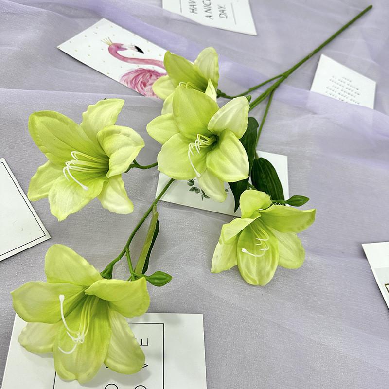 Factory Artificial Red Torch Lily Faux Flower Home Decor With Soft Fabric Material For Wedding And Photography Props