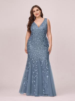 Ever-Pretty Plus Size Klasické flitrové večerní šaty s výstřihem do V pro ženy