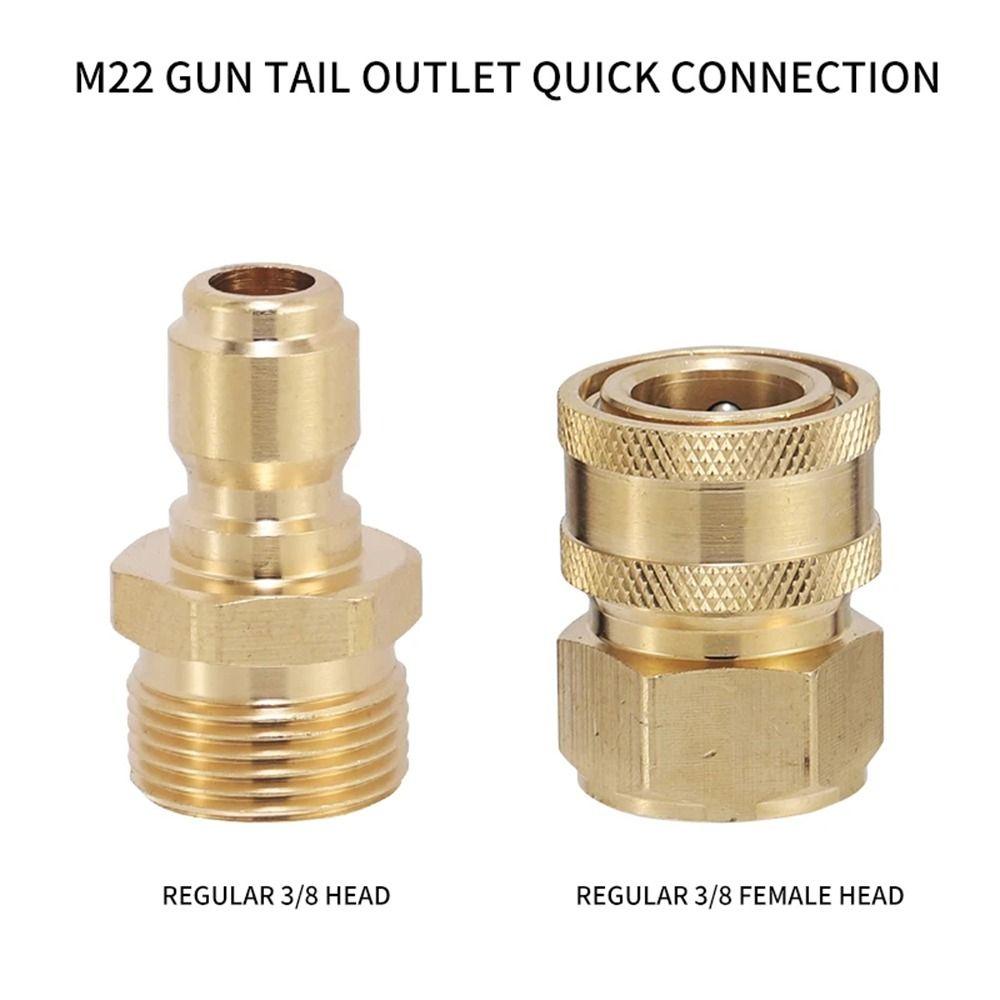 1Set 3/8 M22 Pipe Joint For M22 High Pressure Washer Quick Connect Kits Hose Coupler Adapter Set M22 14/15mm Water Outlet Set