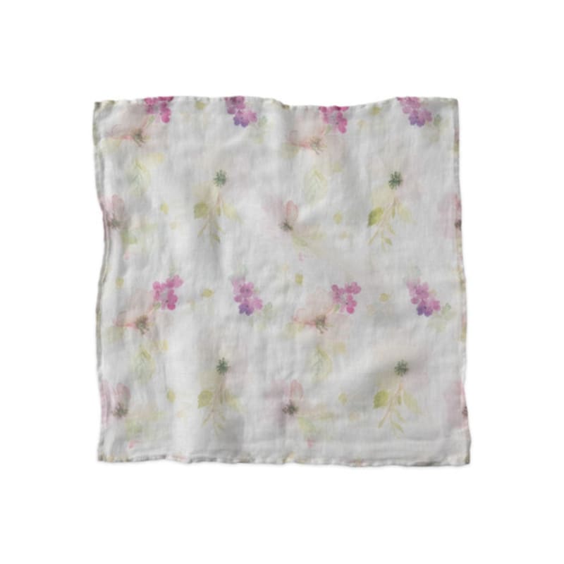 LinoeLina Lithuanian Linen Handkerchief Petit Scarf Floral (Anemone)