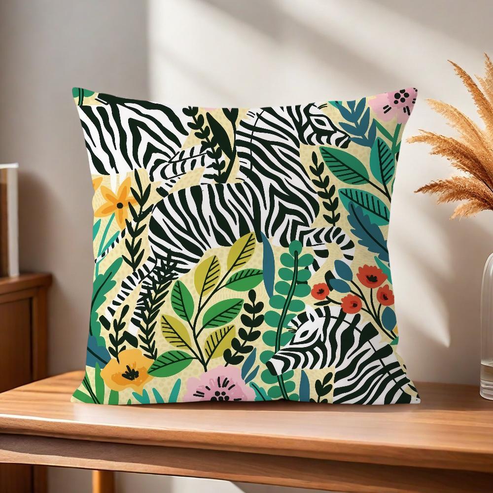 Fashion Tropical Jungle Flowers Plants Comfortable Soft Pillow Case for Sofa Living Room Home Office Decor and Protective Covers