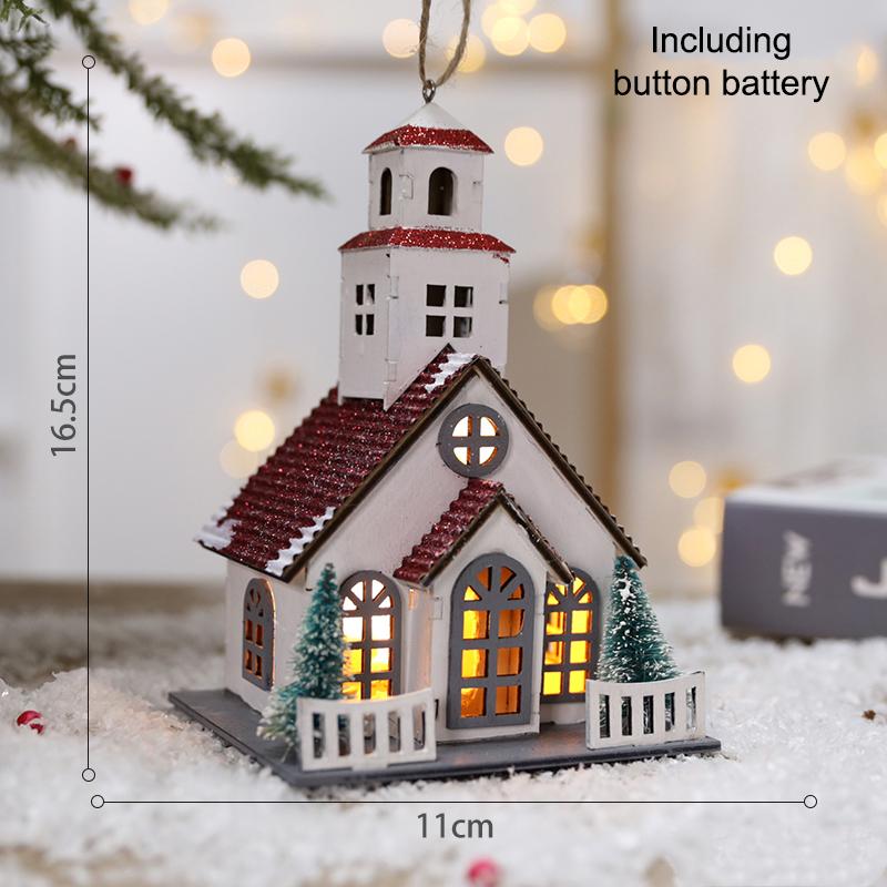Led Ahşap Noel Evi Mini Noel Kar Evleri Ahşap Kış Köyü Bina Figürinleri Masa Süsleri Tatil Partisi Dekoru