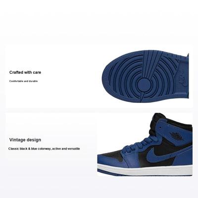 Zapatillas Air 1 Retro High OG PS Azul Marino Oscuro para Niños Negro Blanco AQ2664-404
