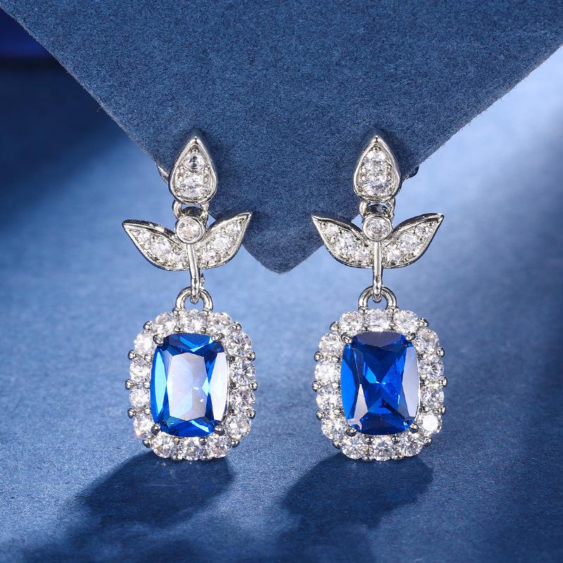 Jewelry Copper Bottom Gold-Plated Simulation Color Treasure Gang Xiaoqing Temperament Set Main Stone 8 * 10-6 * 8