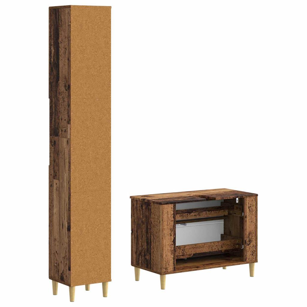 2 Piece Bathroom Cabinet Set ARNHEM Aged Wood Engineered Wood