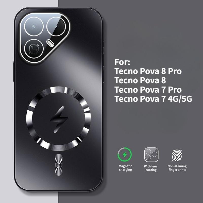 For Tecno Pova 8 7 Pro 4G 5G Case New AG Matte Lightning Magnetic PC-TPU Cover For Tecno Pova 8 Pro Shockproof Bumper Funda