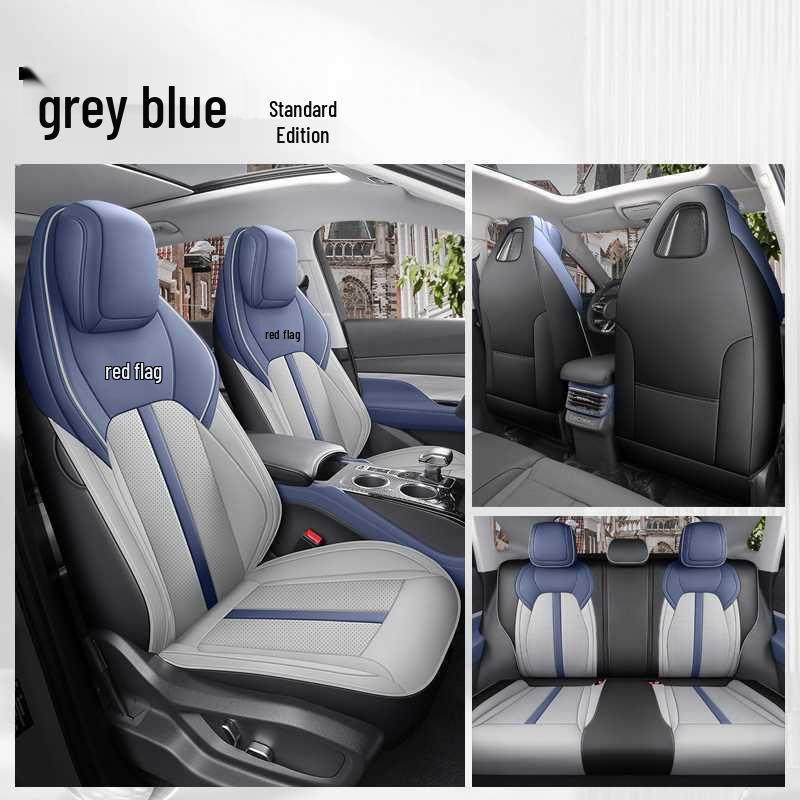 Red Flag HS3 Universal Leather Car Seat Cover: Breathable, Perforated, Four-Season Full Coverage Cushion