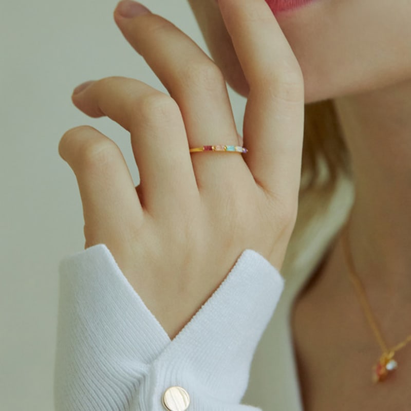 Shertz Color Cubic Combi Open Ring (14k)