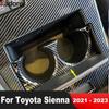 Car Center Console Water Cup Holder Frame Cover Trim For Toyota Sienna Carbon Fiber Interior Moulding Accessories