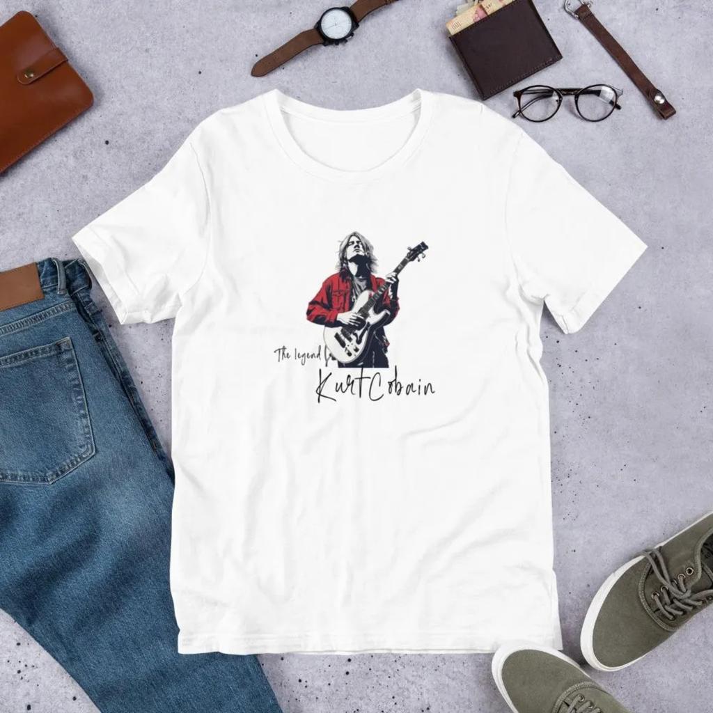Neuankömmling Herrenbekleidung T-Shirt Homme T-Shirts Herren T-Shirt für Herren Kurt Cobain Gitarren T-Shirts Lustig Lässig Bedruckt für Herren