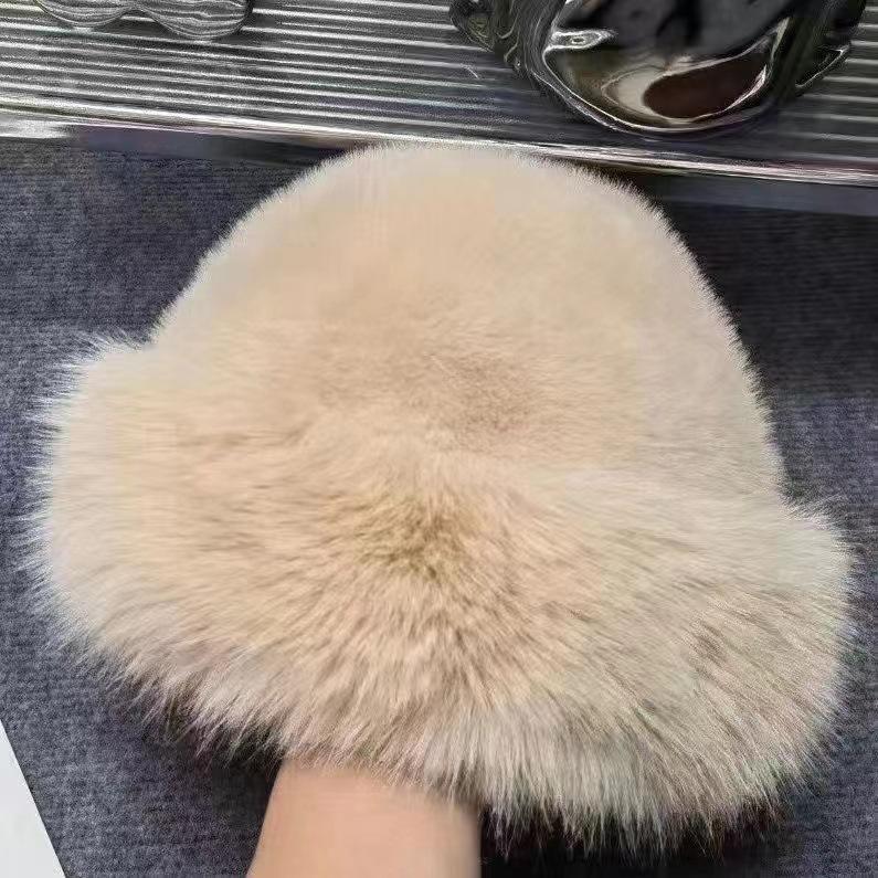 Autumn And Winter  New Women's Fashion Fur Cap Fur Hat Fur Hats Mongolian Hat Brimless Plush Fluffy Skiing Riding Warm Caps