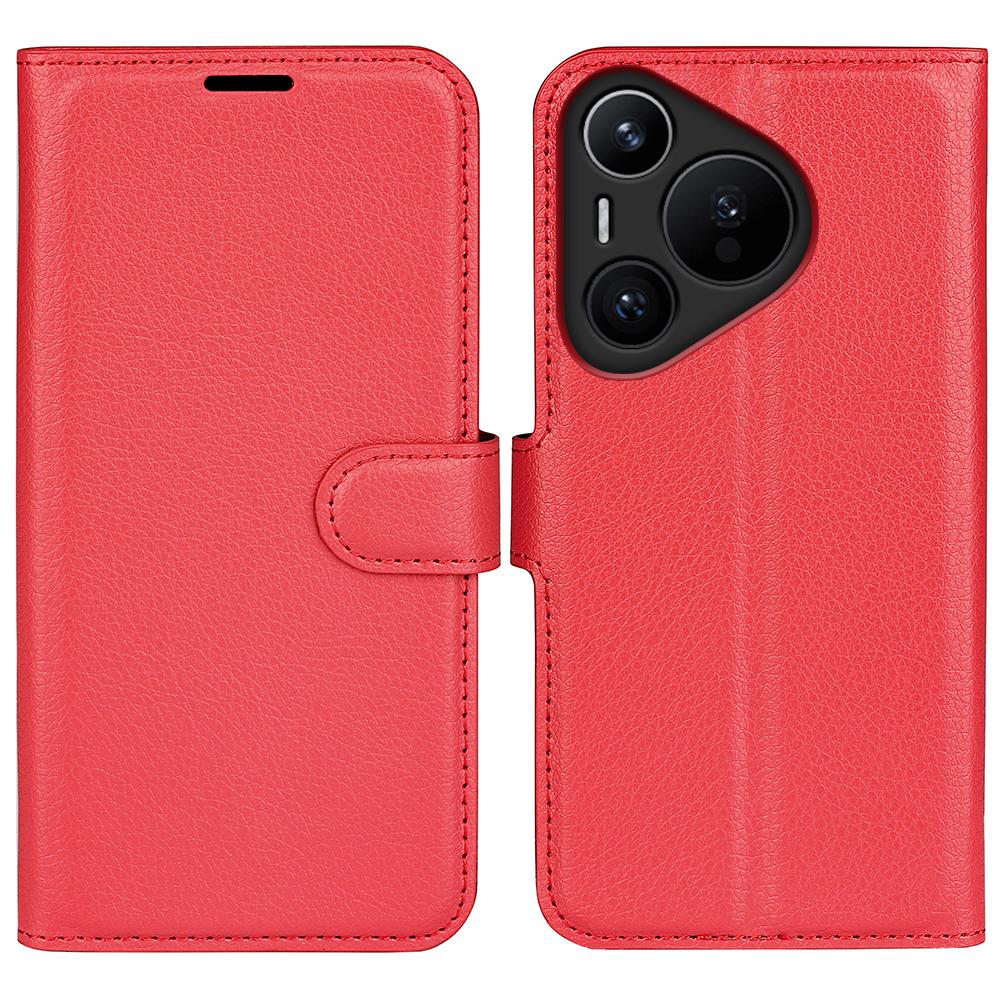 For Huawei Pura 70 Wallet Case with Card Holder Litchi Texture Leather Phone Cover